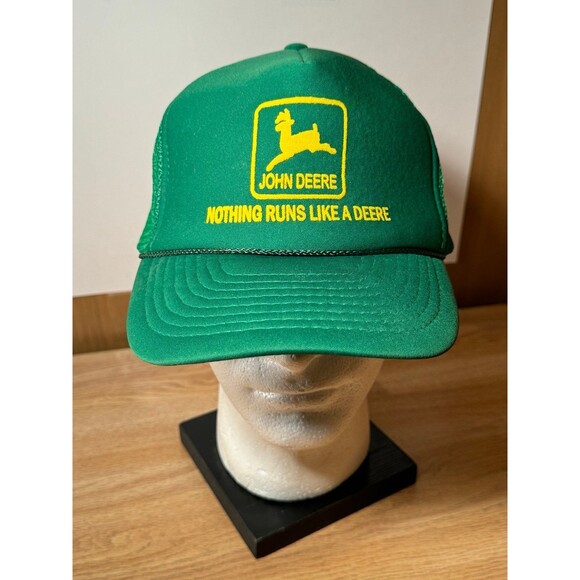 Vintage John Deere‎ “Nothing Runs Like a Deere” Trucker Mesh Rope Snapback Hat - Picture 1 of 8